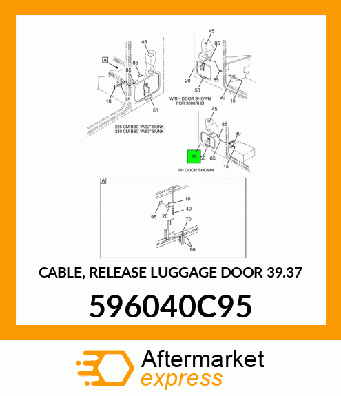 CABLE, RELEASE LUGGAGE DOOR 39.37" 596040C95