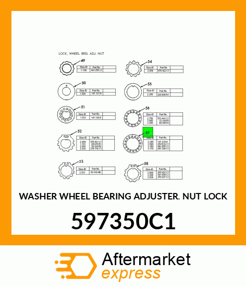 WASHER WHEEL BEARING ADJUSTER. NUT LOCK 597350C1