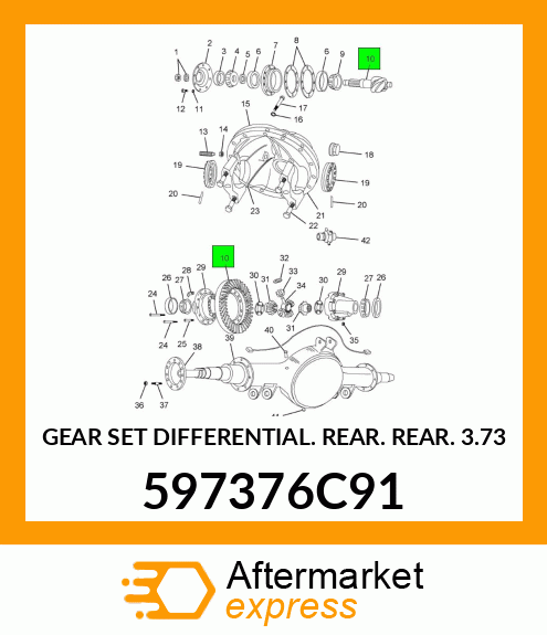 GEAR SET DIFFERENTIAL. REAR. REAR. 3.73 597376C91