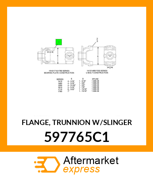 FLANGE, TRUNNION W/SLINGER 597765C1