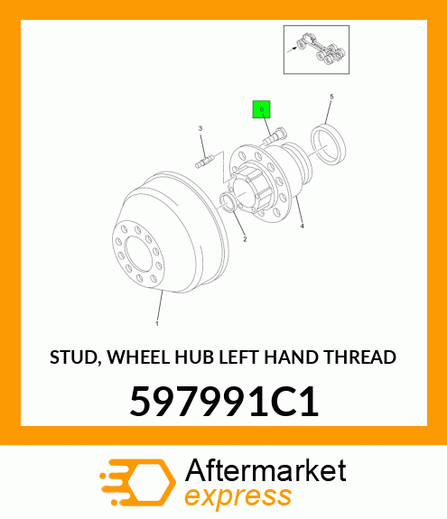 STUD, WHEEL HUB LEFT HAND THREAD 597991C1