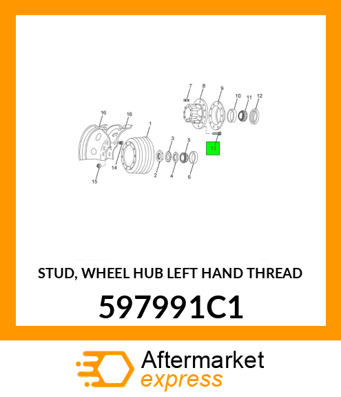 STUD, WHEEL HUB LEFT HAND THREAD 597991C1