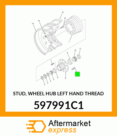 STUD, WHEEL HUB LEFT HAND THREAD 597991C1