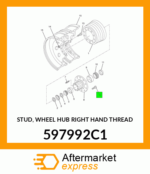 STUD, WHEEL HUB RIGHT HAND THREAD 597992C1