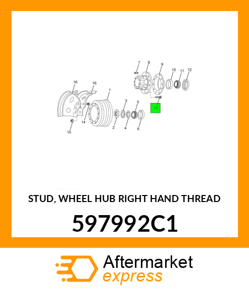 STUD, WHEEL HUB RIGHT HAND THREAD 597992C1