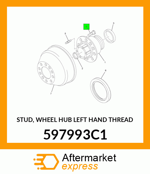 STUD, WHEEL HUB LEFT HAND THREAD 597993C1