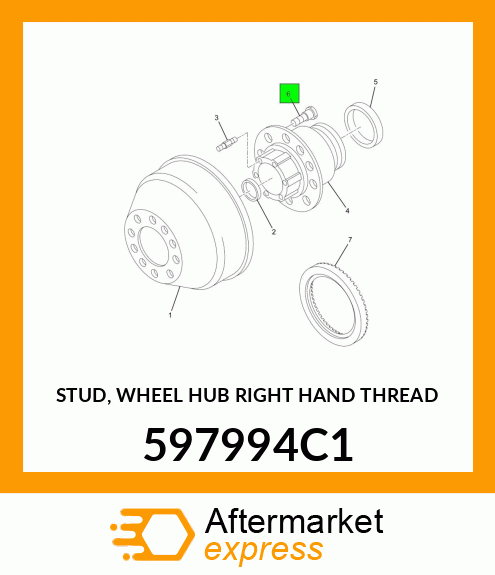 STUD, WHEEL HUB RIGHT HAND THREAD 597994C1