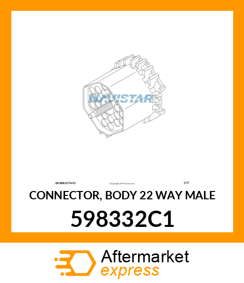 CONNECTOR, BODY 22 WAY MALE 598332C1