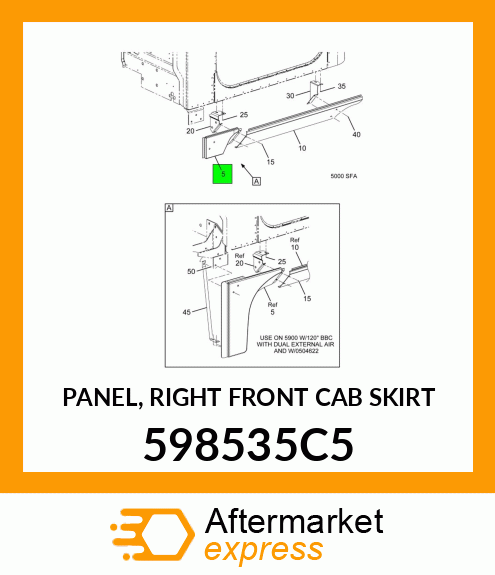 PANEL, RIGHT FRONT CAB SKIRT 598535C5