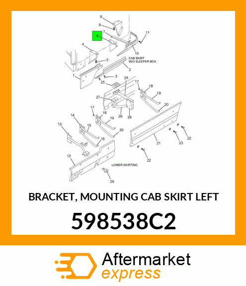 BRACKET, MOUNTING CAB SKIRT LEFT 598538C2