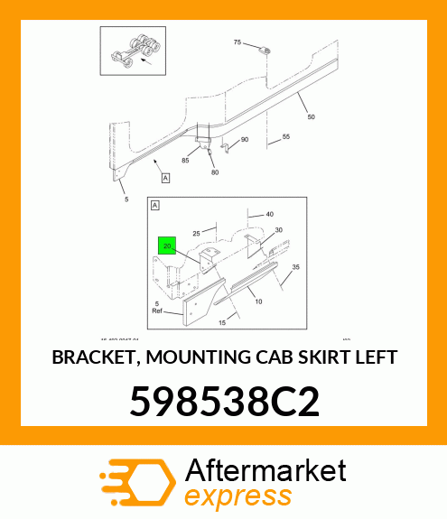 BRACKET, MOUNTING CAB SKIRT LEFT 598538C2