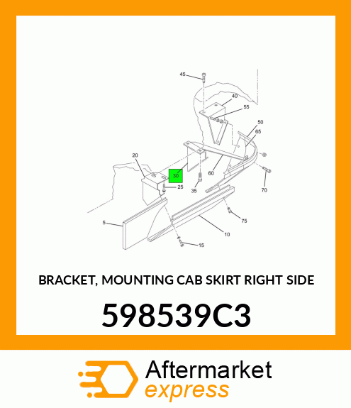 BRACKET, MOUNTING CAB SKIRT RIGHT SIDE 598539C3