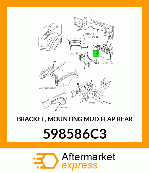 BRACKET, MOUNTING MUD FLAP REAR 598586C3