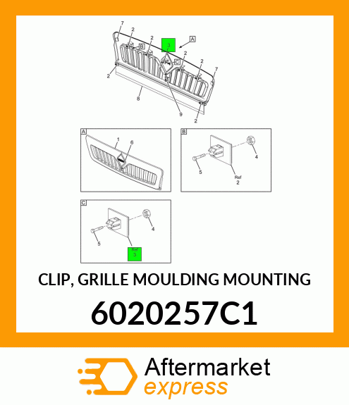 CLIP, GRILLE MOULDING MOUNTING 6020257C1