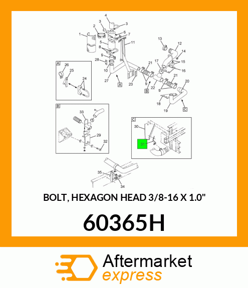 BOLT, HEXAGON HEAD 3/8-16 X 1.0" 60365H