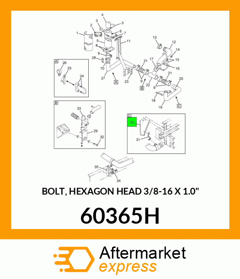 BOLT, HEXAGON HEAD 3/8-16 X 1.0" 60365H