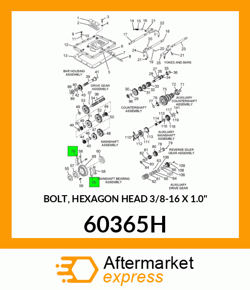 BOLT, HEXAGON HEAD 3/8-16 X 1.0" 60365H
