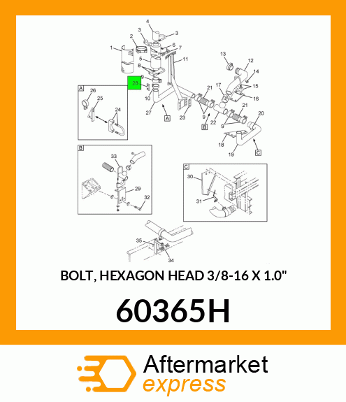BOLT, HEXAGON HEAD 3/8-16 X 1.0" 60365H