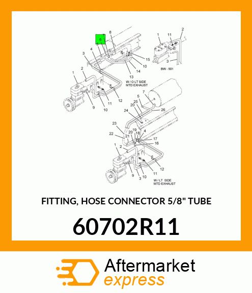 FITTING, HOSE CONNECTOR 5/8" TUBE 60702R11