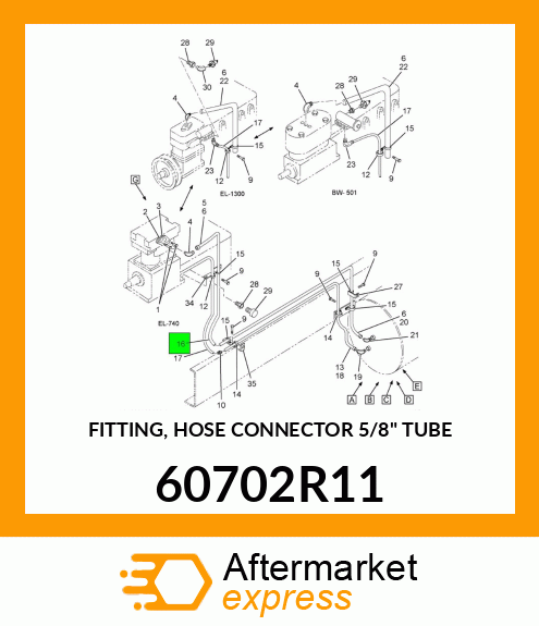 FITTING, HOSE CONNECTOR 5/8" TUBE 60702R11