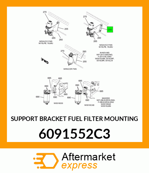 SUPPORT BRACKET FUEL FILTER MOUNTING 6091552C3