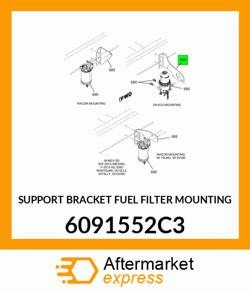 SUPPORT BRACKET FUEL FILTER MOUNTING 6091552C3