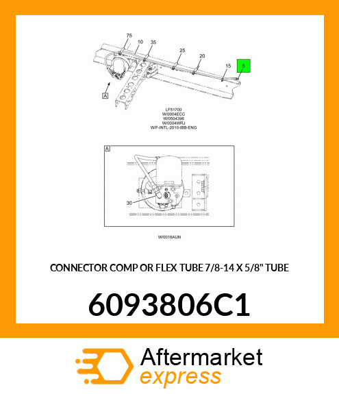 CONNECTOR COMP OR FLEX TUBE 7/8-14 X 5/8" TUBE 6093806C1