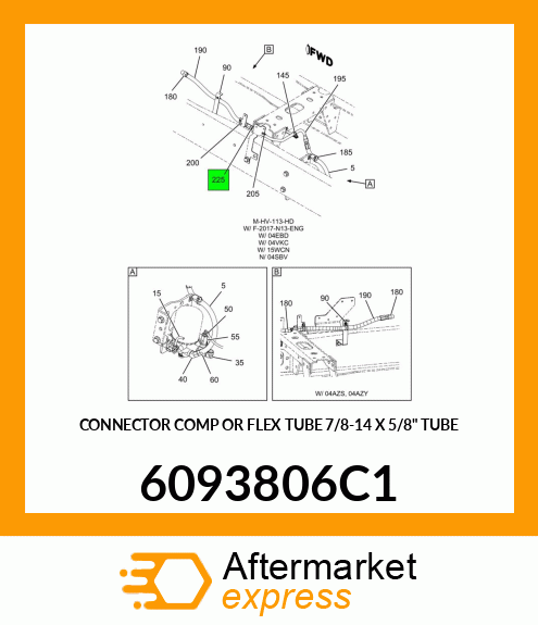 CONNECTOR COMP OR FLEX TUBE 7/8-14 X 5/8" TUBE 6093806C1