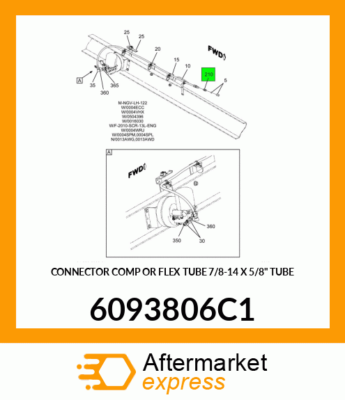 CONNECTOR COMP OR FLEX TUBE 7/8-14 X 5/8" TUBE 6093806C1