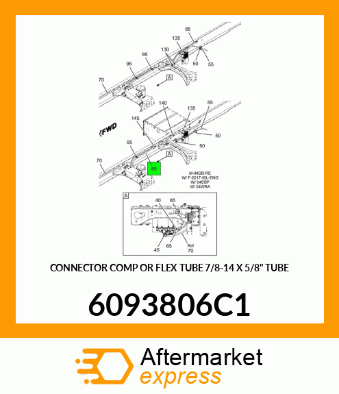 CONNECTOR COMP OR FLEX TUBE 7/8-14 X 5/8" TUBE 6093806C1