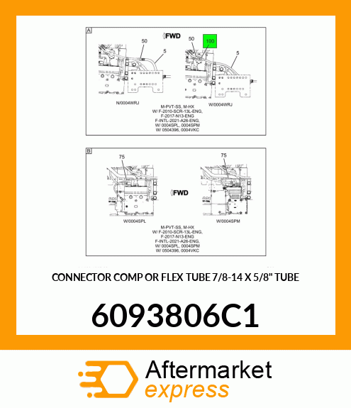 CONNECTOR COMP OR FLEX TUBE 7/8-14 X 5/8" TUBE 6093806C1