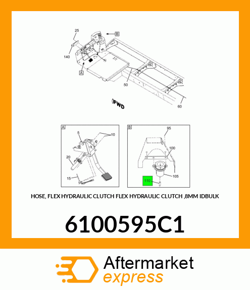 HOSE, FLEX HYDRAULIC CLUTCH FLEX HYDRAULIC CLUTCH ,8MM IDBULK 6100595C1