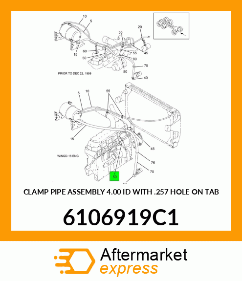 CLAMP PIPE ASSEMBLY 4.00 ID WITH .257 HOLE ON TAB 6106919C1