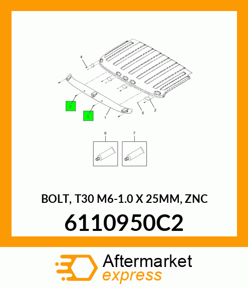 BOLT, T30 M6-1.0 X 25MM, ZNC 6110950C2