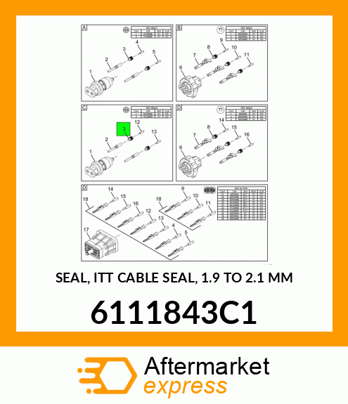 SEAL, ITT CABLE SEAL, 1.9 TO 2.1 MM 6111843C1