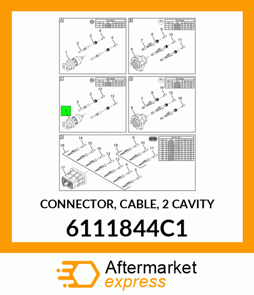 CONNECTOR, CABLE, 2 CAVITY 6111844C1