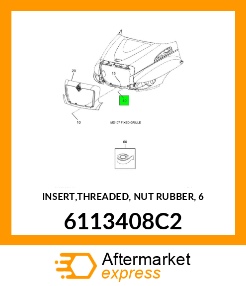 INSERT,THREADED, NUT RUBBER, 6 6113408C2