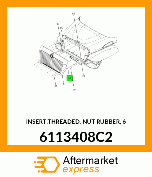 INSERT,THREADED, NUT RUBBER, 6 6113408C2