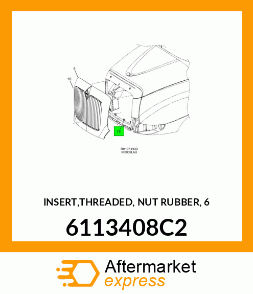 INSERT,THREADED, NUT RUBBER, 6 6113408C2