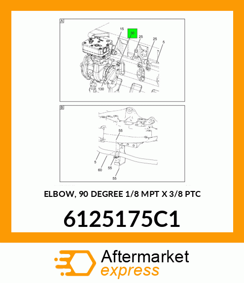 ELBOW, 90 DEGREE 1/8 MPT X 3/8 PTC 6125175C1
