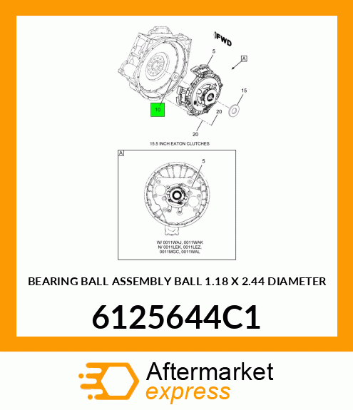 BEARING BALL ASSEMBLY BALL 1.18 X 2.44 DIAMETER 6125644C1