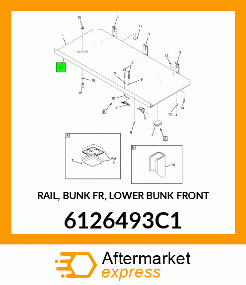 RAIL, BUNK FR, LOWER BUNK FRONT 6126493C1