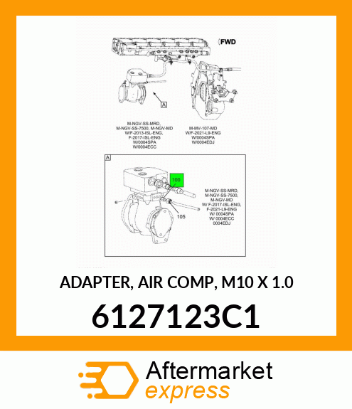 ADAPTER, AIR COMP, M10 X 1.0 6127123C1