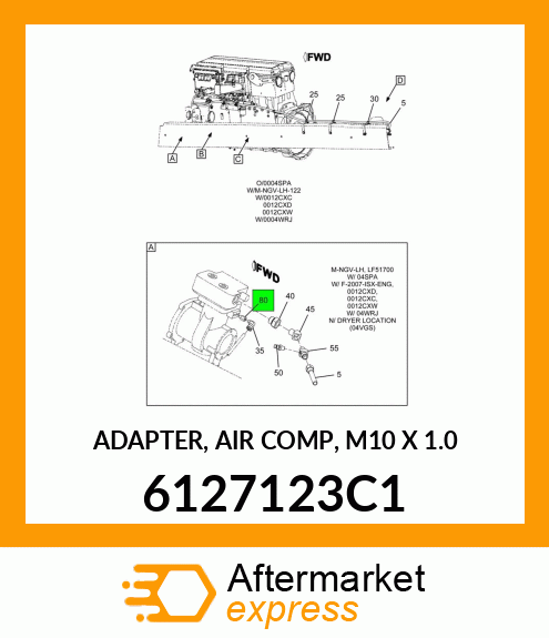 ADAPTER, AIR COMP, M10 X 1.0 6127123C1