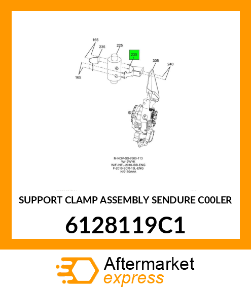 SUPPORT CLAMP ASSEMBLY SENDURE C00LER 6128119C1