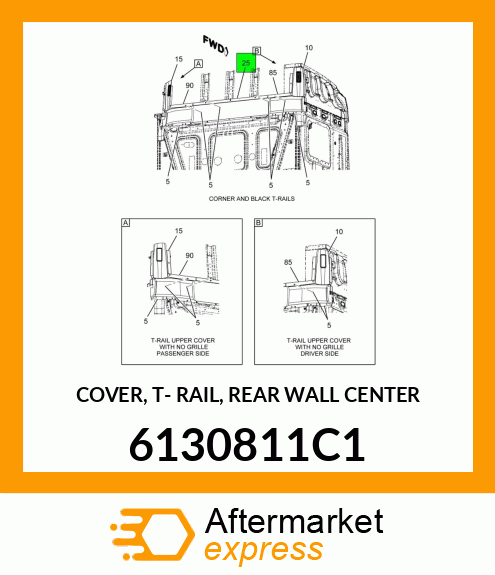 COVER, T- RAIL, REAR WALL CENTER 6130811C1