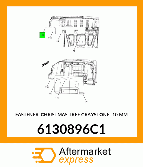 FASTENER, CHRISTMAS TREE GRAYSTONE- 10 MM 6130896C1