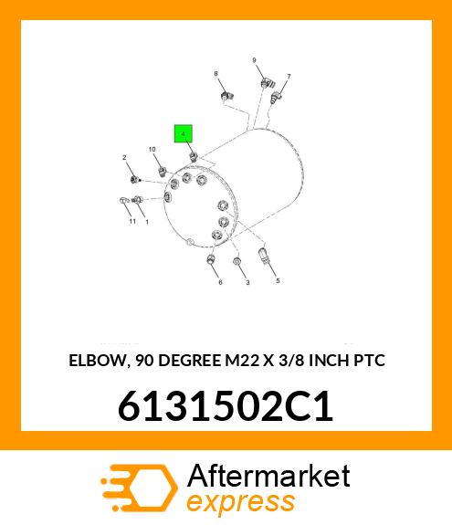 ELBOW, 90 DEGREE M22 X 3/8 INCH PTC 6131502C1