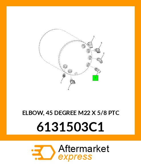 ELBOW, 45 DEGREE M22 X 5/8 PTC 6131503C1