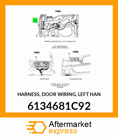 HARNESS, DOOR WIRING, LEFT HAN 6134681C92